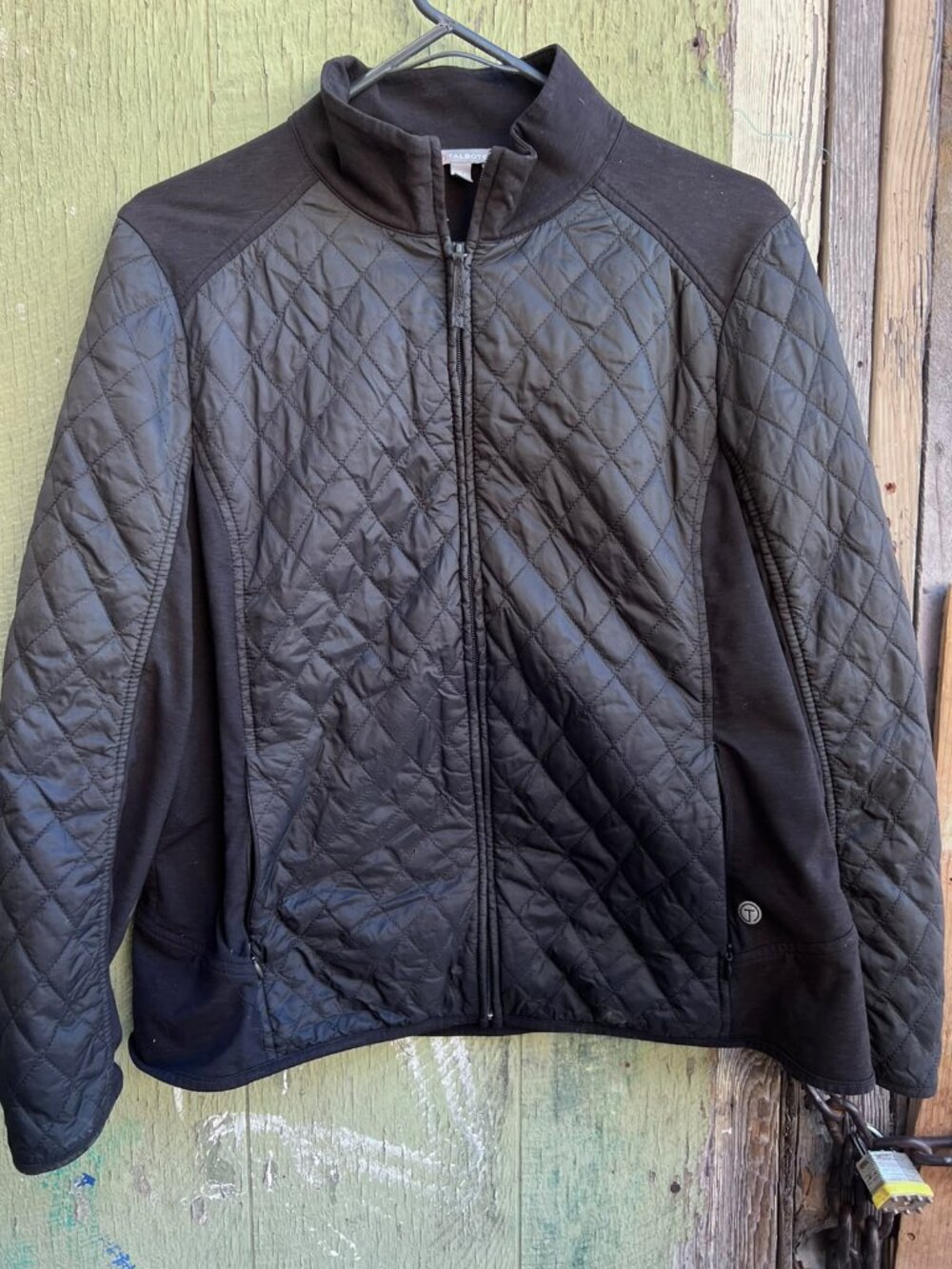 Talbots Women Black Quilted Zip Up Jacket Size XLP